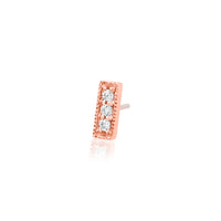Junipurr - 3 Gem Milgrain Cz Bar - Threadless End