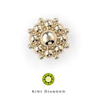 Kiwi Diamond -  14k Bali flower threadless end