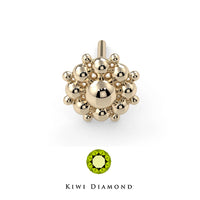 Kiwi Diamond -  14k Bali flower threadless end