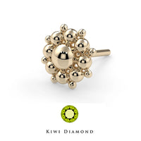 Kiwi Diamond -  14k Bali flower threadless end