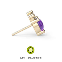 Kiwi Diamond -  14k Cabochon trinity threadless end