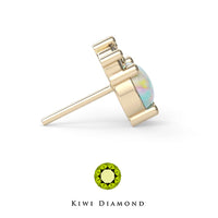 Kiwi Diamond -  14k Cabochon trinity threadless end