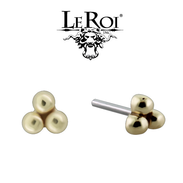 LeRoi - 3 Bead cluster - 14k Threadless End