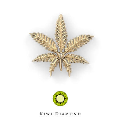 Kiwi Diamond -  14k Marijuana leaf threadless end