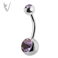 Valkyrie - Stainless steel double jeweled navel barbells

