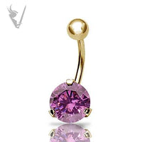 Valkyrie -  Gold pvd steel banana w/extra large 10mm stone (ext threads)