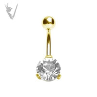 Valkyrie -  Gold pvd steel banana w/large 8mm stone (ext threads)