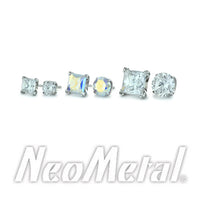 Neometal - Princess cut prong set gem- small threadless End (3-4-5mm)
