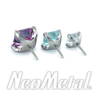 Neometal - Princess cut prong set gem- small threadless End (3-4-5mm)