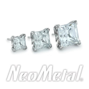 Neometal - Princess cut prong set gem- small threadless End (3-4-5mm)