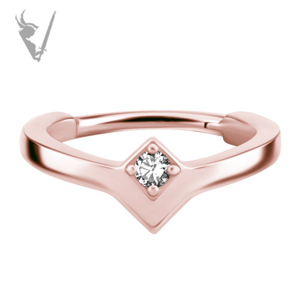 Valkyrie - Rose Gold PVD Stainless steel Hinged ring. Set w/ cubic zirconia