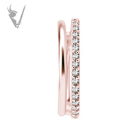 Valkyrie - Rose Gold PVD Stainless steel Hinged ring. Set w./cubic zirconia

