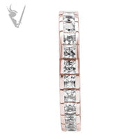 Valkyrie - Rose Gold PVD Hinged clicker ring set with square cubic zirconia
