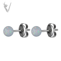 Valkyrie - Stainless steel opal ball ear studs