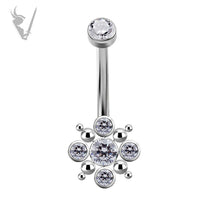 Valkyrie - Titanium  cluster  belly banana w/swarovski® zirconia