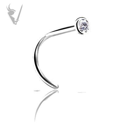 Valkyrie - Titanium jeweled nose studs (bezel set) - pigtail
