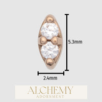 Alchemy Adornment - 14k Gold - Dyad  w/Stones end
