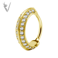 Valkyrie - Gold PVD Stainless steel Hinged clicker ring. Set w. cubic zirconia
