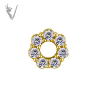Valkyrie - CoCR/gold PVD - Round double jewelled charm - Cz
