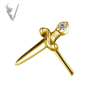 Valkyrie - 18k gold pvd on cobalt chromium - &nbsp;Threadless dagger end with stone