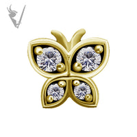 Valkyrie - 18k gold pvd -  Threadless butterfly end  with a premium Zirconia
