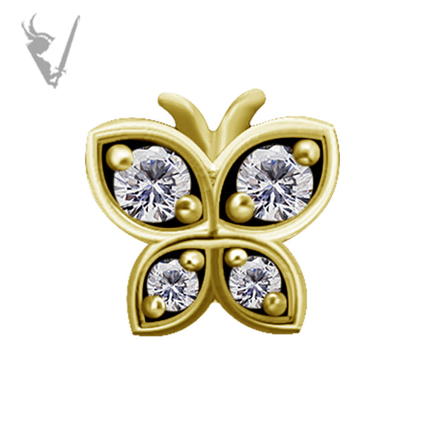 Valkyrie - 18k gold pvd -  Threadless butterfly end  with a premium Zirconia