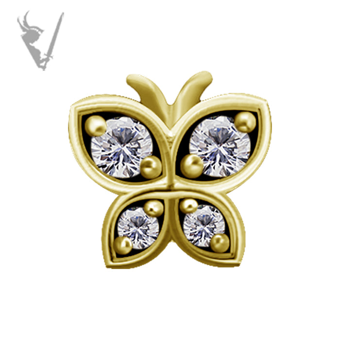 Valkyrie - 18k gold pvd -  Threadless butterfly end  with a premium Zirconia
