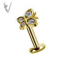 Valkyrie - 18k gold pvd -  Threadless butterfly end  with a premium Zirconia