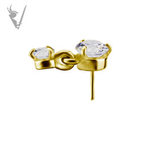 Valkyrie - 18k gold pvd -  Threadless 2 stone dangle end with premium Zirconia