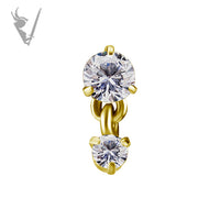 Valkyrie - 18k gold pvd -  Threadless 2 stone dangle end with premium Zirconia