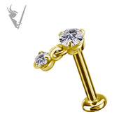 Valkyrie - 18k gold pvd -  Threadless 2 stone dangle end with premium Zirconia
