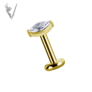 Valkyrie - 18k gold pvd -  Threadless marquise end, set with a premium Zirconia