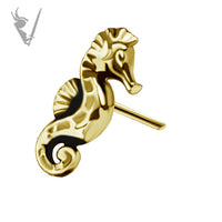 Valkyrie - 18k gold pvd -  Sea Horse - Threadless end
