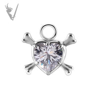 Valkyrie - Heart and crossbones charm w/zirconia
