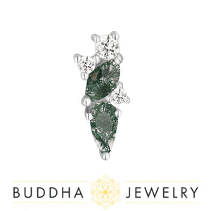 Buddha Jewelry Organics - Visionary - Moss Agate + White Topaz - Threadless End