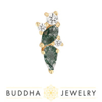 Buddha Jewelry Organics - Visionary - Moss Agate + White Topaz - Threadless End
