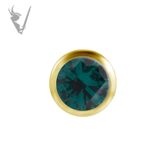 Valkyrie - 18kt Gold Threadless round bezel  end, set with premium nano gem