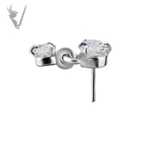 Valkyrie - CoCr - Threadless 2 stone dangle end with premium Zirconia
