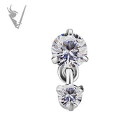 Valkyrie - CoCr - Threadless 2 stone dangle end with premium Zirconia
