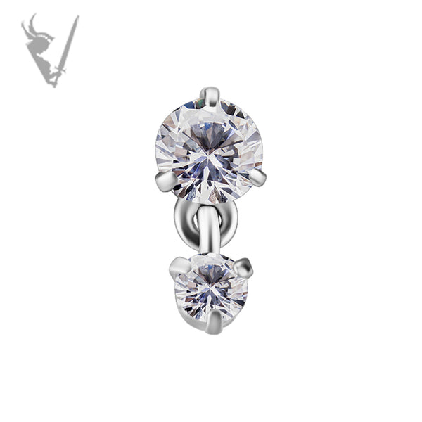 Valkyrie - CoCr - Threadless 2 stone dangle end with premium Zirconia