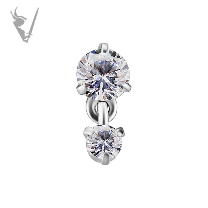 Valkyrie - CoCr - Threadless 2 stone dangle end with premium Zirconia