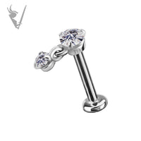 Valkyrie - CoCr - Threadless 2 stone dangle end with premium Zirconia
