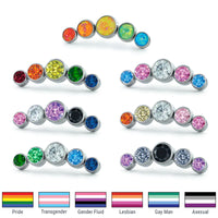 Neometal - Pride bezel set curved clusters - threadless ends
