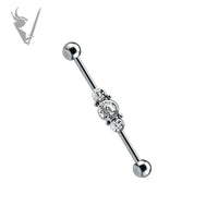 Valkyrie - Titanium internally threaded  jeweled industrial barbell