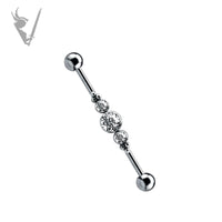 Valkyrie - Titanium internally threaded  jeweled industrial barbell
