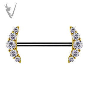 Valkyrie - 18k Gold and titanium threadless nipple barbells w/premium zirconia