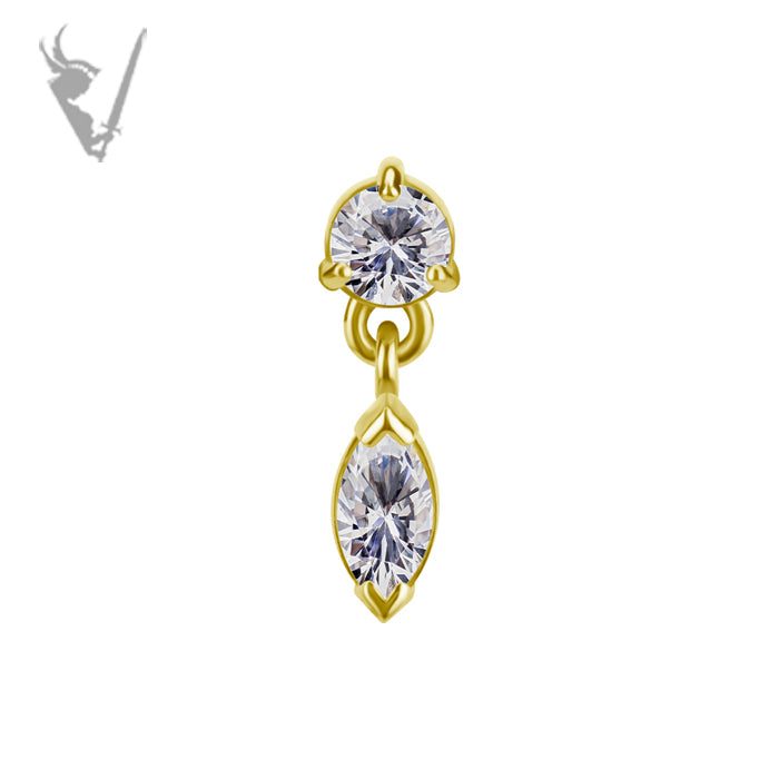 Valkyrie - 18k Gold threadless end - Double Stone