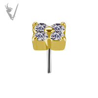 Valkyrie - 18k Gold threadless end - Quad stone
