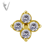 Valkyrie - 18k Gold threadless end - Quad stone
