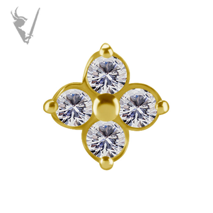 Valkyrie - 18k Gold threadless end - Quad stone